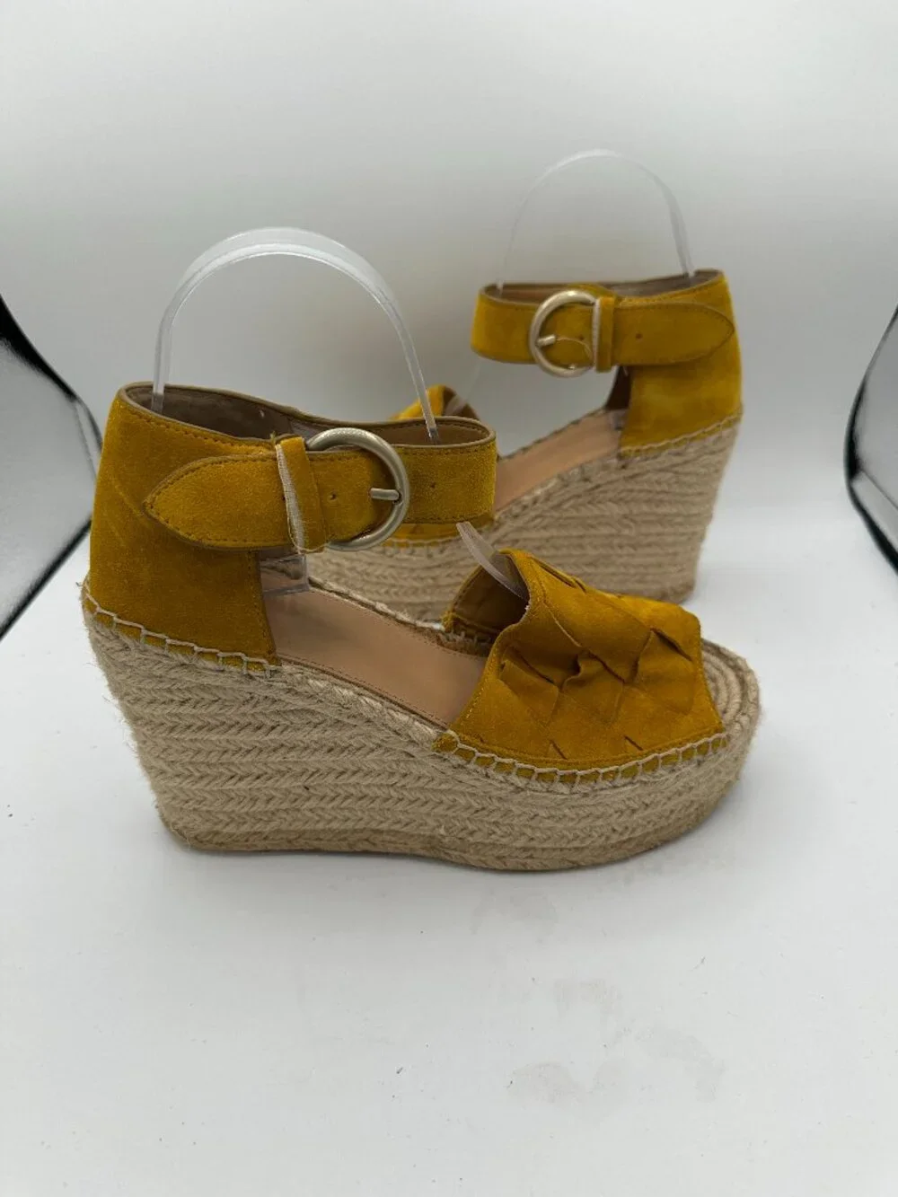 Marc Fisher LTD Adalla Platform Wedge Sandals Mustard Yellow Women's 7.5M